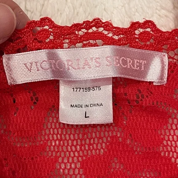 Vintage Victoria's Secret Cami Lace Top Women's Size L Red Floral - Picture 6 of 10